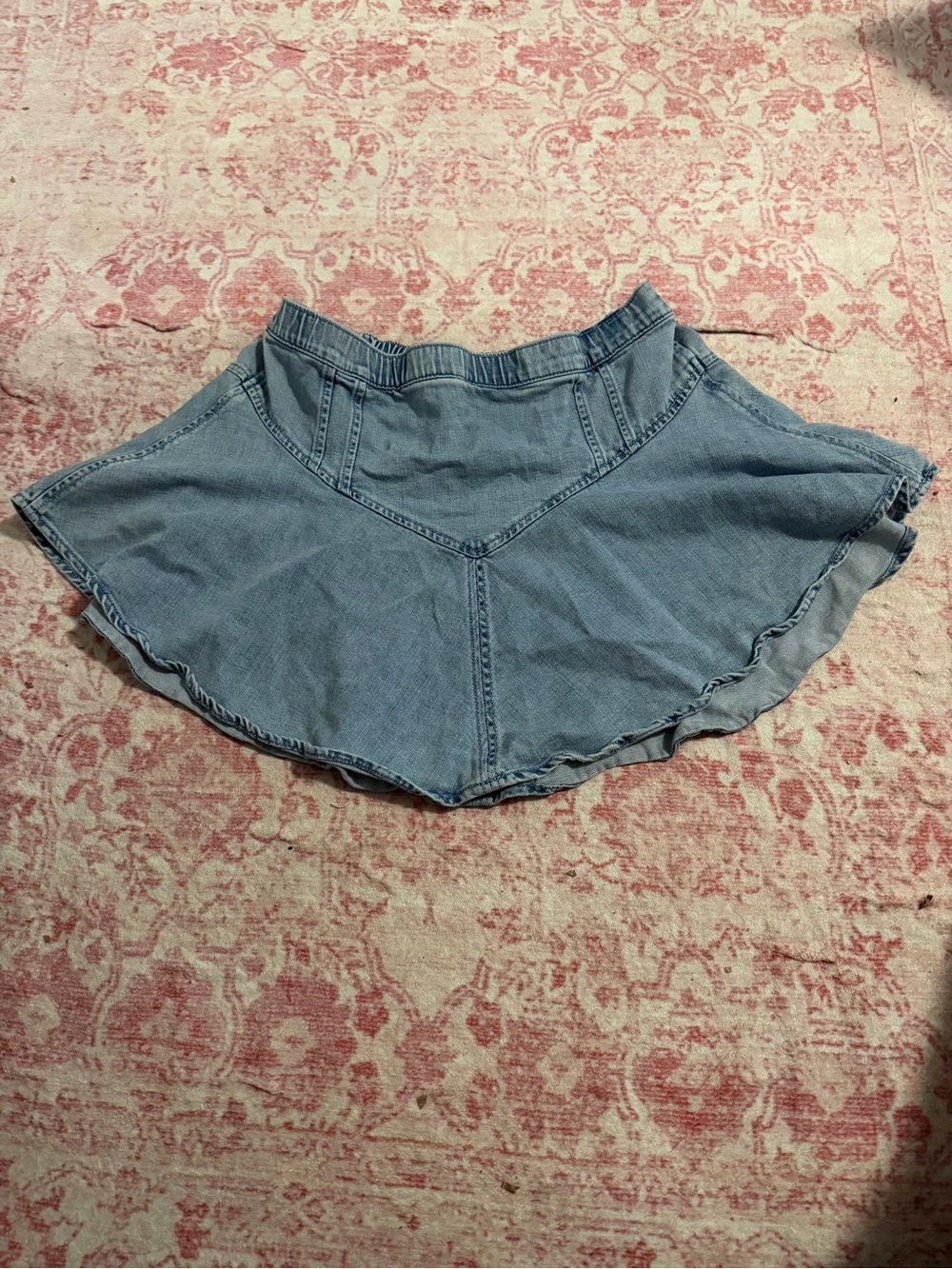 aerie Light Blue Denim Flared Mini Skirt